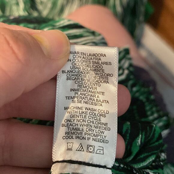 Like New Derek Lam Green White Black Woodgrain Cotton Button Down Shirt Dress - Picture 10 of 10